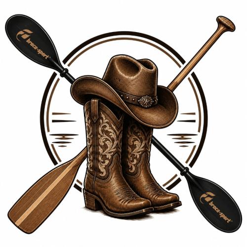 Kayak and canoe paddles with cowboy boots